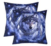 Homewish Lot de 2 Housse de Coussin 60x60 Loup Bohème, Taie d'oreiller Attrape-Rêves Tribal, Housse d'oreiller Attrape-Rêves Bohème, Taie Oreiller Imprimé Galaxie Mystère