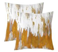 Homewish Lot de 2 Housse de Coussin Orange 45x45 cm, Housse Coussin Rayures Dégradées, Housses d'oreiller Moderne Peinture À l'huile Graffiti, Coussin Décoratifs Aquarelle Abstrait Esthétique