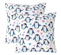 Homewish Lot de 2 Pingouin Mignon Housse de Coussin,Enfants Kawaii Pingouin Housse d'oreiller 60x60,Drôles d'animaux Antarctiques Taie d'oreiller,Motif d'amour Coloré Coussin Décoratifs
