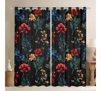 Homewish Lot de 2 Rideau Occultant 140x175cm Fleurs Noires