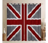 Homewish Lot de 2 Rideau Occultant 140x260cm Union Jack Gris
