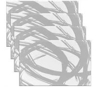 Homewish Lot de 4 Sets de Table Abstract Gris et Blanc,Tapis de Table 45x30cm Femmes Hommes À Rayures Géométriques,Sets de Table Minimalistes Graffiti Lignes Esthétiques Art Contemporain Boho Moderne