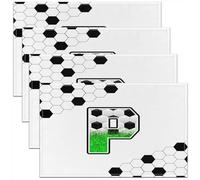 Homewish Lot de 4 Sets de Table Ballon de Football,Tapis de Table 45x30cm Jeu de Sport,Sets de Table Lavable Glitter Vert Initial P,Tapis de Table Enfants Garçons Filles Adultes Noir et Blanc