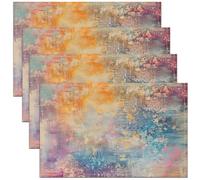 Homewish Lot de 4 Sets de Table Bleu Gris,Tapis de Table 45x30cm Grunge Ombre Géométrique,Sets de Table Lavable Enfants Adolescents Peinture À l'huile,Tapis de Table Art Graffiti Abstrait Moderne