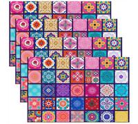 Homewish Lot de 4 Sets de Table Boho,Tapis de Table 45x30cm Médaille D'Aquarelle Mandala,Sets de Table Lavable Enfants Garçons Patchwork Bohemian,Tapis de Table Antidérapant Damas Floral Victorien