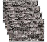 Homewish Lot de 4 Sets de Table Brick Wall Design,Tapis de Table 45x30cm Vintage Stone Wall Textured,Sets de Table Lavable Retro Medieval,Tapis de Table Noir Gris Rock Castle Knight Party Décorations