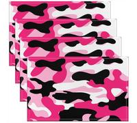 Homewish Lot de 4 Sets de Table Camo Rose,Tapis de Table 45x30cm Camouflage de L'Armée,Sets de Table Lavable Thème de Chasse Militaire Enfants Garçons Filles Militairement Cravate Teinture Camouflage