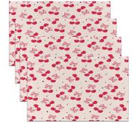 Homewish Lot de 4 Sets de Table Cherry Bow,Tapis de Table 45x30cm Princesse Bow,Sets de Table Lavable Girly Cerises Rouges,Tapis de Table Antidérapant Enfants Filles Femmes Kawaii Coquette Bow Cravat