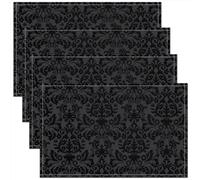 Homewish Lot de 4 Sets de Table Damassé Noir, Tapis de Table Antique Victorien Baroque, Sets de Table Floral Vintage Gothique, Sets de Table Bohème Antidérapant, pour Table À Manger, 45cmx30cm
