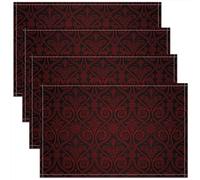 Homewish Lot de 4 Sets de Table Gothique Rouge Noir Ombre, Tapis de Table Vintage Gothique Floral Damassé, Sets de Table Antidérapants Antique Victorien Baroque, pour Table À Manger, 45x30 cm
