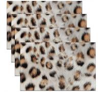 Homewish Lot de 4 Sets de Table Impression de Gépard Brun Beige,Tapis de Table 45x30cm Spot Léopard,Sets de Table Adolescent Garçons Filles Western Animaux Hair Faune Sauvage Africaine Grand Chat Hide