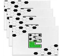 Homewish Lot de 4 Sets de Table Le Football,Tapis de Table 45x30cm E Initiale Monogrammée,Sets de Table Lavable Amateurs de Football,Tapis de Table Enfants Garçons Filles Adultes Ballon Sports