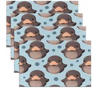 Homewish Lot de 4 Sets de Table Mignon Dessin Animé Platypus,Tapis de Table 45x30cm Funny Animaux,Sets de Table Lavable Underwater Animal Marine Life,Tapis de Table Antidérapant Wildlife Nature Themed