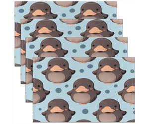 Homewish Lot de 4 Sets de Table Mignon Dessin Animé Platypus,Tapis de Table 45x30cm Funny Animaux,Sets de Table Lavable Underwater Animal Marine Life,Tapis de Table Antidérapant Wildlife Nature Themed