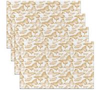 Homewish Lot de 4 Sets de Table Papillon Khaki,Tapis de Table 45x30cm Papillons Volants,Sets de Table Lavable Enfants Teen Filles Easy Care Dreamy Princess Style,Tapis de Table Antidérapant Art Chic