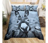 Homewish - Parure de lit amusante avec motif d'âne rétro - Housse de couette fermeture éclair en microfibre douce pour chambre d'enfants, garçons, adolescents, adultes, hommes - Couvre-lit fermeture