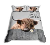 Homewish Parure de lit avec housse de couette à imprimé vache des Highlands - pour adultes, jeunes et enfants - couvre-lit rustique et rustique pour décoration de cadeau pour garçons et filles - pour