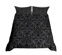 Homewish Parure de lit double avec housse de couette et taies d'oreiller pour enfants, adolescents et adultes, motif floral vintage royal et baroque, ultra doux, gris