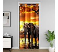 Homewish Rideau de Porte 3D Éléphant Rideau Occultant 86x203 Safari Sauvage Thème Rideaux Porte Éléphant Africain Imprimé Rideaux de Placard Esthétique Nature Paysage