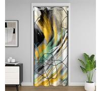 Homewish Rideau de Porte Abstract, Rideau Occultant Ombre, Rideaux de Placard pour Filles Garçons Géométrie Ligne Grunge Graffiti Esthétique, Rideaux Occultant Or Blanc Jaune 150 x 203 cm