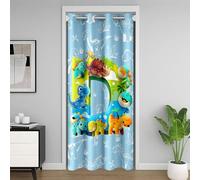 Homewish Rideau de Porte Animal de Dinosaure de La Jungle,Rideau Occultant Lettre Initiale D de Dessin Animé,Rideaux de Placard Monogramme de Dinosaure Dinosaures Mignons 106 x 203 cm