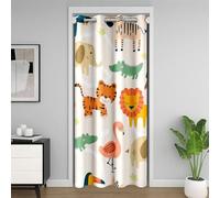 Homewish Rideau de Porte Animaux Kawaii pour Filles Garçons Ados, Rideau Occultant Lion Girafe Crocodile, Rideau de Placard Nature Jungle Faune, Décoration de Chambre d'enfant, 106x203 cm