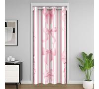 Homewish Rideau de Porte Arc Rose, Rideau Occultant Arc de Coquette Rayé, Rideaux de Placard Mode Moderne de Fille Adolescente, Rideaux Occultant Préppy Girly Dreamy Bowknot 106 x 203 cm