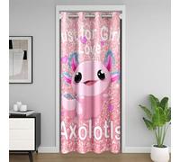Homewish Rideau de Porte Axolotl Mignon,Rideau Occultant Axolotl Rose Glitter Imprimé,Rideaux de Placard Plage Océan Kawaii Animal,Rideaux Occultant Amour Romantique 150 x 203 cm