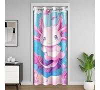 Homewish Rideau de Porte Axolotl Mignon,Rideau Occultant Axolotl Rose Kawaii,Rideaux de Placard Animal de L'Océan de Dessin Animé Garçons Filles sous-Marins Monde de Récif de Corail 86 x 203 cm
