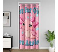 Homewish Rideau de Porte Axolotl Rose, Rideau Occultant pour Filles Axolotl Dessin Animé, Rideaux de Placard Salamandre Kawaii, Rideaux Occultant Cœur d'amour Animaux de Mer 86 x 203 cm