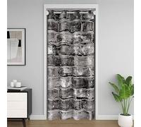 Homewish Rideau de Porte Brick Wall Design,Rideau Occultant Vintage Stone Wall Textured,Rideaux de Placard Retro Medieval,Rideaux Occultant Noir Gris Rock Castle Knight Party Décorations 86 x 203 cm
