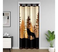 Homewish Rideau de Porte Cabine Rustique,Rideau Occultant Woodland Wildlife Wolf,Rideaux de Placard Farmhouse Country Lodge,Rideaux Occultant Garçons Filles Pays Occidental Chasse Thème 106 x 203 cm