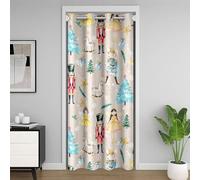 Homewish Rideau de Porte Casque-Noix de Noël pour Enfants, Rideau Occultant Princesse de Ballette Rêveuse, Rideaux de Placard Arbre de Noël de Carousel, Rideaux Occultant Beige 106 x 203 cm