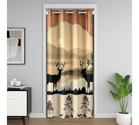 Homewish Rideau de Porte Cerf Rustique,Rideau Occultant Cabine de Campagne de Ferme,Rideaux de Placard Chasse À Thème Forêt Animal Sauvage,Rideaux Occultant Garçons Filles Pays Occidental 150 x 203 cm
