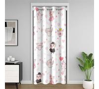 Homewish Rideau de Porte Cochon Dessin Animé,Rideau Occultant Amour Cœur,Rideaux de Placard Enfants Filles Femmes Couronne Kawaii Cochon Rose Dessiné À La Main Wings Costume Jupe Ballon 106 x 203 cm