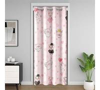 Homewish Rideau de Porte Cochon Rose,Rideau Occultant Cartoon,Rideaux de Placard Filles Femmes Cochon Couronne Ailes Costume Jupe Ballon Dessiné À La Main Amour Coeur Cochons Mignons 150 x 203 cm
