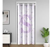 Homewish Rideau de Porte Cœurs d'amour, Rideau Occultant Bowknot, Rideaux de Placard pour Filles Coquette Dreamy Kawaii Décor, Rideaux Occultant Lettre S Violet 150 x 203 cm