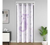 Homewish Rideau de Porte Cœurs d'amour, Rideau Occultant Bowknot, Rideaux de Placard pour Filles Kawaii Fée Esthétique, Rideaux Occultant Lettre Violette J 132 x 203 cm