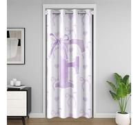 Homewish Rideau de Porte Cœurs d'amour, Rideau Occultant Fée, Rideaux de Placard pour Filles Esthétique Rêveux Alphabet Initial A-Z, Rideaux Occultant Lettre F Violette 106 x 203 cm