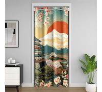 Homewish Rideau de Porte de Style Japonais,Cerisier Fleur Femme Rideau de Porte,Thème de l'asie de l'est Rideau Occultant Fuji Mountain Vintage Fleur Chambre Separation Rideau 106x203