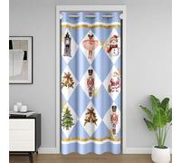 Homewish Rideau de Porte Décor de Casse-Noix, Rideau Occultant Fille Princesse Africaine, Rideaux de Placard Père Noël, Rideaux Occultant Bonhomme de Neige Arbre de Noël 150 x 203 cm