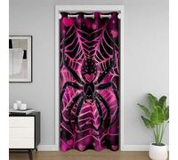 Homewish Rideau de Porte Décor d'halloween D'Araignée Géante Gothique,Rideau Occultant Toile D'Araignée Effrayante,Rideaux de Placard Horreur Vintage Cœur d'amour Rose Chaud 132 x 203 cm