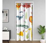 Homewish Rideau de Porte Éléphant Girafe Lions 86x203 cm, Occultant Enfants Animaux Sauvages, Mignon de Dessins Animés, Décoration Murale de Chambre pour Animaux Jungle