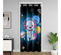 Homewish Rideau de Porte Espace,Rideau Occultant Salamandre,Rideaux de Placard Enfants Garçons Filles Axolotl Planet Rocket Meteor Casque Étoiles Imprimer Mignon Animal Dessin Animé 132 x 203 cm