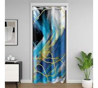 Homewish Rideau de Porte Esthétique, Rideau Occultant Grunge, Rideaux de Placard pour Filles Garçons Géométrie Ligne Graffiti Dessin Abstrait, Rideaux Occultant Or Bleu Blanc 106 x 203 cm