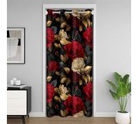 Homewish Rideau de Porte Fleurs,Rideau Occultant Fleurs,Rideaux de Placard Feuilles Romantique Rose Jardin Or Rouge Noir Filles,Rideaux Occultant Femmes Adultes Enfants 106 x 203 cm