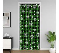Homewish Rideau de Porte Flocon de Neige d'hiver de Noël, Rideau Occultant Grille Noire Verte Plaid, Rideaux de Placard Flocon de Neige de Noël, Rideaux Occultant Ornaments 150 x 203 cm