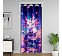 Homewish Rideau de Porte Kawaii Axolotl,Rideau Occultant Axolotl Mignon,Rideaux de Placard Salamandre d'animal de Dessin Animé Garçons Filles Champignons Papillon Botanique 106 x 203 cm