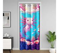 Homewish Rideau de Porte Kawaii Axolotl,Rideau Occultant Axolotl Mignon,Rideaux de Placard Salamandre de Dessin Animé,Rideaux Occultant Garçons Filles Sous L'Eau Monde de La Vie Océanique 132 x 203 cm