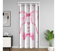 Homewish Rideau de Porte Kawaii Bow Filles,Rideau Occultant Rose Bowknot Coquette Décor,Rideaux de Placard Filles Amour Cœur Étoiles,Rideaux Occultant Aquarelle Princesse Esthétique 150 x 203 cm